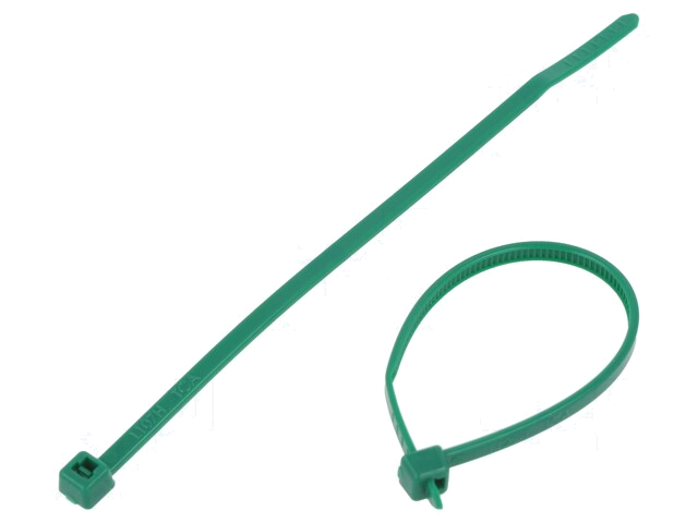 Kabelbinder; L: 100mm; W: 2,45mm; polyamide; 80N; groen; Ømax: 22mm Kabelbinder; L: 100mm; W: 2,45mm; polyamide; 80N; groen; Ømax: 22mm